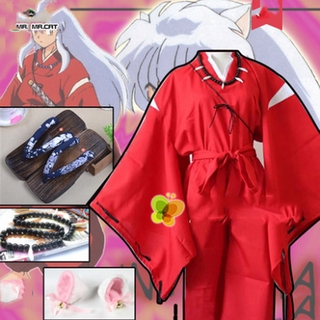 NSH sq3 Inuyasha anime cosplay prendas de abrigo kimono cardigan abrigo traje uniformes peluca pulseras niños (1)