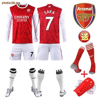 Arsenal New Jersey 20-21 Uniforme del equipo de manga larga local n. ° 14 Aubameyang Personalización del uniforme de fútbol del Arsenal
