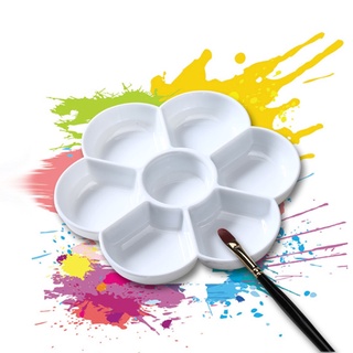 withakiss paleta de 7 agujeros de alta calidad acrílica Gouache paleta de pintura acuarela de plástico (7)