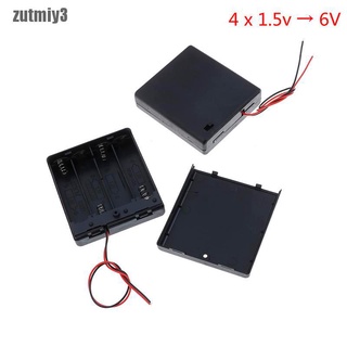 [Zutmiy] 4 x AA 6V soporte de batería conector caja de almacenamiento interruptor de encendido/apagado con cable Tiz
