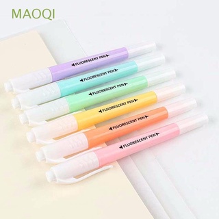 MAOQI 6Pcs/Set Double Head Stationery Highlighter Pen Fluorescent Pen Gift Office Supplies Candy Color School Supplies Student Supplies Kids Markers Pen