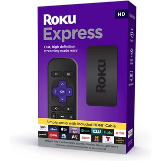 Roku Express original de la mejor calidad | Reproductor multimedia de transmisión HD con cable de alta velocidad