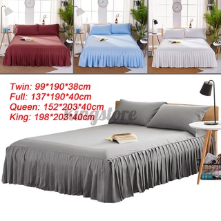 color sólido cama falda cama sábana bajera cubierta colcha funda de almohada hogar hotel (1)
