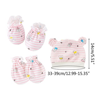 char bebé antiarañazos suave guantes de algodón cubierta de pie sombrero conjunto cómodo manoplas calcetines kit de gorra niño recién nacido accesorios para 0-3 meses (2)