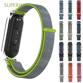 SUPERIN Fashion Nylon Fiber Band Stretchable Wrist Strap Replacement Wristband Fitness Tracker Magic Tape Loop Belt Miband Breathable/Multicolor
