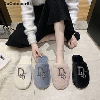[gooutdoorbi] zapatillas de felpa de las mujeres zapatos de felpa ropa hogar antideslizante de fondo plano zapatillas de felpa venta caliente