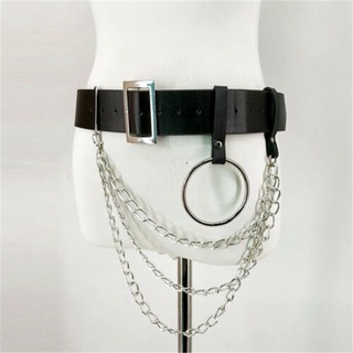 escuchar moda borla cinturón metal vientre collar cintura cadena nuevo cuero pu rock punk hip hop joyería corporal (8)