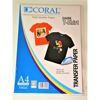 Imprimir papel impresión impresión camiseta ropa camiseta Color A4 papel de transferencia oscuro papel fotográfico CORAL