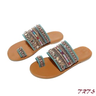 Vera Sandals Handmade Open Toe Ethnic Style Flat Sandals Women Casual Shoes Slippers