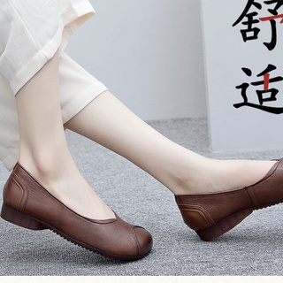 Primavera y otoño madre zapatos de las mujeres antideslizante de fondo plano de suela suave zapatos individuales de cuero suave b: fgdsg884.my (1)
