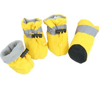 Zapatos para perros suaves 4 piezas botas de lluvia antideslizantes con cordón ajustable para mascotas/perros/cachorros/gatos (8)