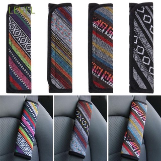 LEVEL Car Accessories Shoulder Cover Youth Kids Backpack Straps Ethnic Style Linen Car Belt Cover Comfort Adults Seatbelt Pad Soft Universal
