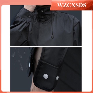 Men Women Long Raincoat Waterproof Reusable Rain Poncho with Hood Hiking Fishing Long Sleeve Rain Jacket with Button (4)