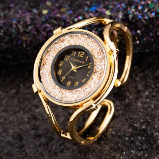 Reloj de cuarzo con cristales/pulsera de pulsera Vazada/doblada/de lujo/mujer/reloj de pulsera Casual para mujer