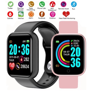 STHRee Reloj Inteligente Y68 D20 SmartWatch Bluetooth Pantalla Táctil Carga Inalámbrica Ejercicio Inteligente Frecuencia Cardíaca Monitoreo De Salud Pulsera Impermeable Reloj (1)