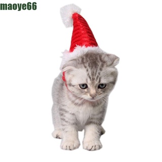 Maoye arco iris mascota sombrero de navidad gatito gato sombrero Santa Claus gorra decoraciones de navidad cabeza accesorios pequeños animales conejo hámster gatito disfraz decoración/Multicolor