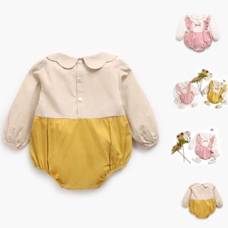 brroa Cotton Newborn Long Sleeve Petals Collar Baby Bodysuits Set for Girls Sleep ,Play