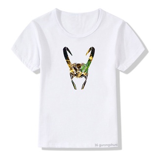 2021 Marvel Loki el dios de la travesura impresión gráfica niñas camisetas Vogue niños camisetas ropa de niños Harajuku Streetwear verano Tops