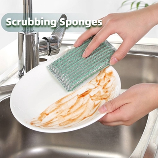 Esponjas de limpieza de doble cara metálica de superficie para cocina y baño de limpieza de fregona plato esponja para platos ollas sartenes utensilios (1)