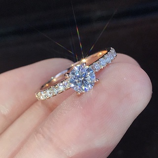 Brillante anillo de oro de 14 quilates chapado en plata 925, anillo de compromiso, novia, boda, joyería, tamaño 5-11
