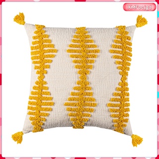 [xmfocjgd] fundas de almohada boho de algodón tufted lino decorativo fundas de almohada borlas para sofá cama, fundas de cojín para el hogar (8)