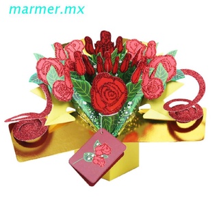 mar1 tarjetas de felicitación hechas a mano cumpleaños boda invitación 3d pop up tarjeta rosa flor