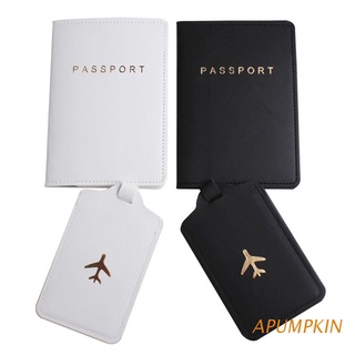 apumpkin 4pcs cuero pu pasaporte cubierta con etiquetas de equipaje titular caso organizador tarjeta de identificación protector de viaje organizador