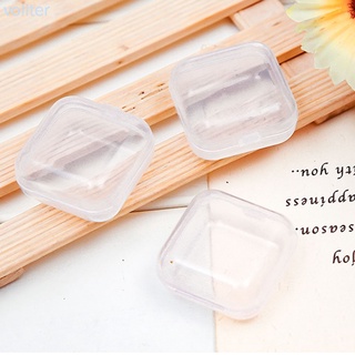 50 piezas de plástico pendientes caja de almacenamiento cuadrado mini anillo transparente contenedor tapa adornos organizador