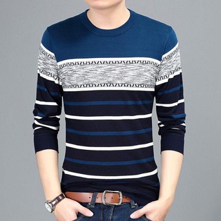 Camiseta de manga larga para hombres de primavera y otoño camisa de fondo para jóvenes y de mediana edad nuevo suéter de cuello redondo de niño bonito de estudiante coreano suéter (5)