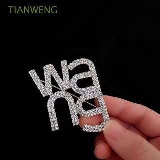 TIANWENG Simple Broche Wang Americano europeo Pin de insignia Broches de diamantes de imitación Aleación Dibujos animados coreano Mujer Temperamento Chicas Joyería de moda/Multicolor
