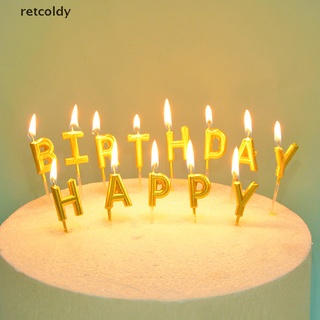 [retc] nuevo pastel de cumpleaños feliz carta dorada vela dorada carta vela decoración de tarta m2