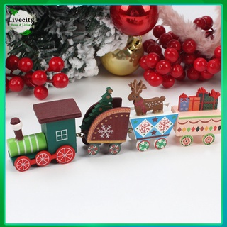 Livecity Mini tren de navidad adorno lindo de madera Mini navidad tren decoración Natural para fiesta