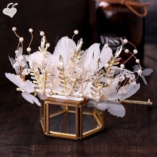 moda hilo mariposa novia boda joyería de pelo corona tiara simulada perla cuentas diadema accesorios para el cabello