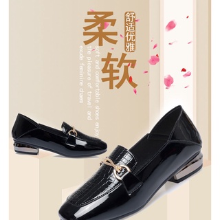 Productos de puntoXH💝Zapatos de tacón grueso de cuero pequeño de estilo inglés con punta cuadrada para mujer zapatos cómodos de dos vías para mujer