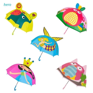 hero Children Umbrella with Animal Ears Boys Girls Cartoon Long Handle Light Umbrella