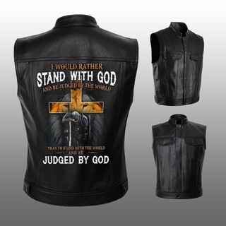 Nueva Moda Prefiero Estar Con Dios Y Ser Juzgado Por El Mundo Que Pararse Con Motocicleta Chamarra De Cuero Caballeros Templarios Chalecos