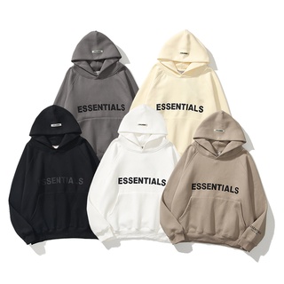 [listo stock] niebla essentials letras reflectantes manga larga algodón impresión pareja sudadera con capucha