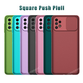 Square Push Pull - carcasa de protección para cámara Samsung Galaxy A72 A52 A32 A12 A02S A22 4G 5G, silicona, suave