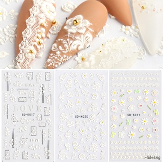 Calcomanía de uñas hueca de mariposa blanca blanca de Flor vid tallada decoración de uñas Applique Para niñas y mujeres