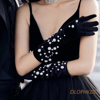 dlophkde mujeres corto terciopelo guantes de dedo completo brillante color sólido vestido de ópera boda banquete vestido de fiesta longitud de muñeca manoplas