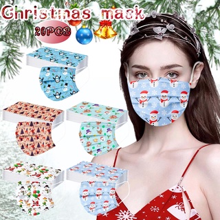 Adults Christmas Mask Disposable High Quality Mask Industrial 3Ply Earhook 20PCS(dfgy456gy.mx)