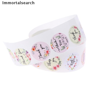 Immortalsearch 500 unids/rollo redondo floral gracias pegatinas para paquete sello etiquetas mi