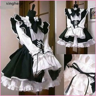Xjmx Women Maid Outfit Anime Dress Apron Dress Lolita Dress Men Cafe Costume Cosplay Glory