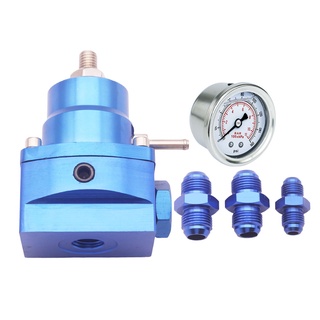 [exterior] regulador universal ajustable de 1 a 160 psi de presión de combustible con manómetro azul