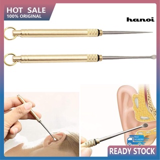 Hhw_portátil aleación de titanio Ear-pick cuchara palillo de dientes con estuche impermeable de latón