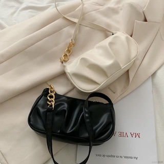 Las mujeres de las axilas bolsa de cuero de la PU Baguette bolsa de las mujeres bolsa de oficina bolsa Hobos nube Tote bolsas de estilo coreano piel de cocodrilo Hobo Baguette bolsa con cadena de oro bolso femenino bolsa de mano