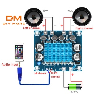 Diymore amplificador TP 0 XH- DC8-26V 2x30W 2 canales de Audio Digital amplificador de potencia módulo de Audio C6-001