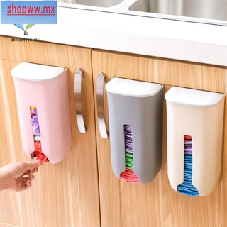 Dispensador de bolsas de plástico montado en la pared de comestibles bolsa de basura organizador para la cocina del hogar (3)
