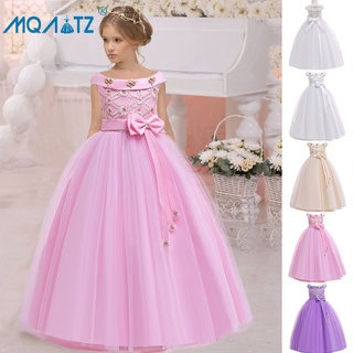 MQATZ Verano Un Hombro Vestido Largo Dama De Honor De Niña Vestidos De Niños Para Niñas Ropa Princesa Fiesta Boda 4-14 Años (1)