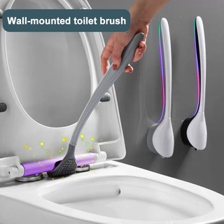 Toilet Brush with Holder Wall Mounted Modern Toilet Bowl Brush and Holder for Bathroom TPR Bristles Cleaning Tool